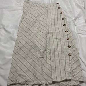Ankle length striped button up skirt